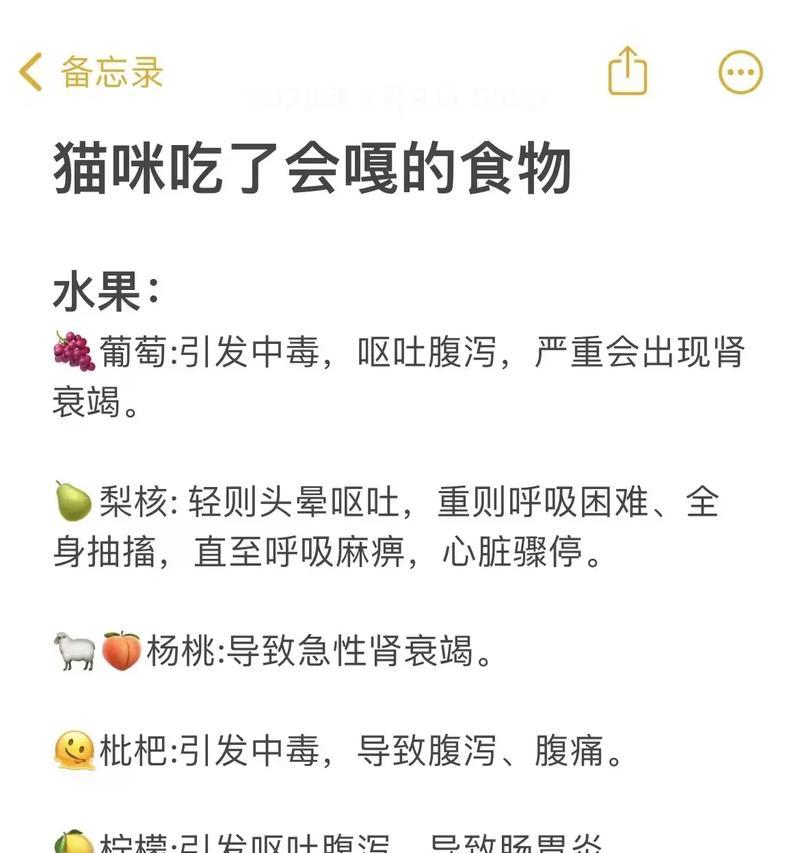 猫咪不能吃的东西（保护你的爱猫，远离这些食物！）