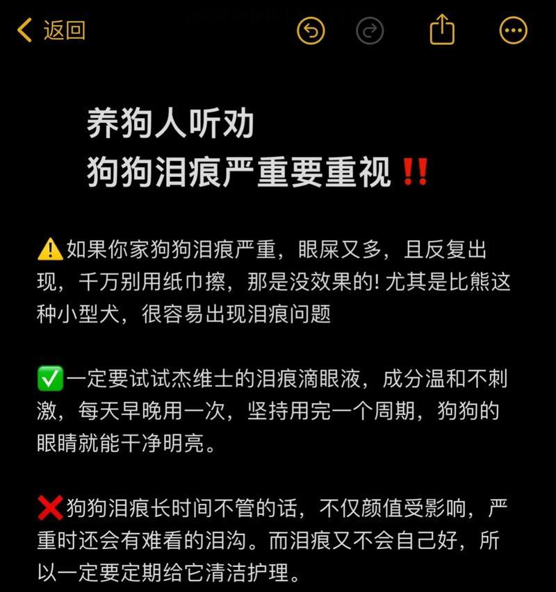 消除狗狗泪痕的5种方法和技巧（告别狗狗泪痕，让宠物更美丽健康）